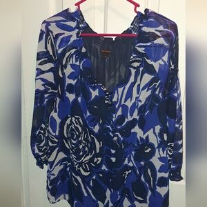 Blue and black blouse